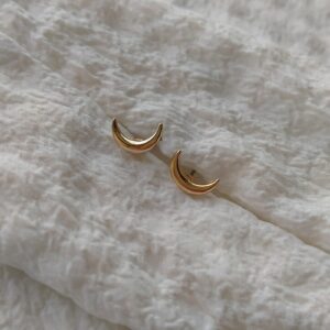 Celeste Crescent Stud Earrings – Polished Gold Finish