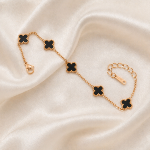 Clover Chain Bracelet – Gold & Black